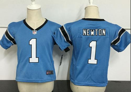 Toddler Nike Panthers #1 Cam Newton Blue Alternate Stitched NFL Elite Jersey - Click Image to Close